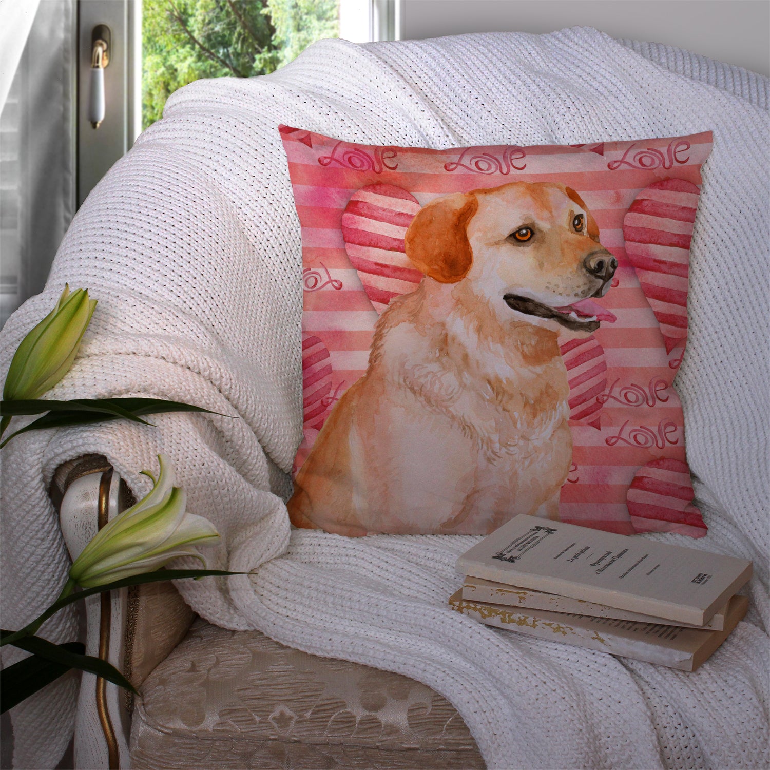 Labrador Retriever Love Fabric Decorative Pillow BB9801PW1414 - the-store.com
