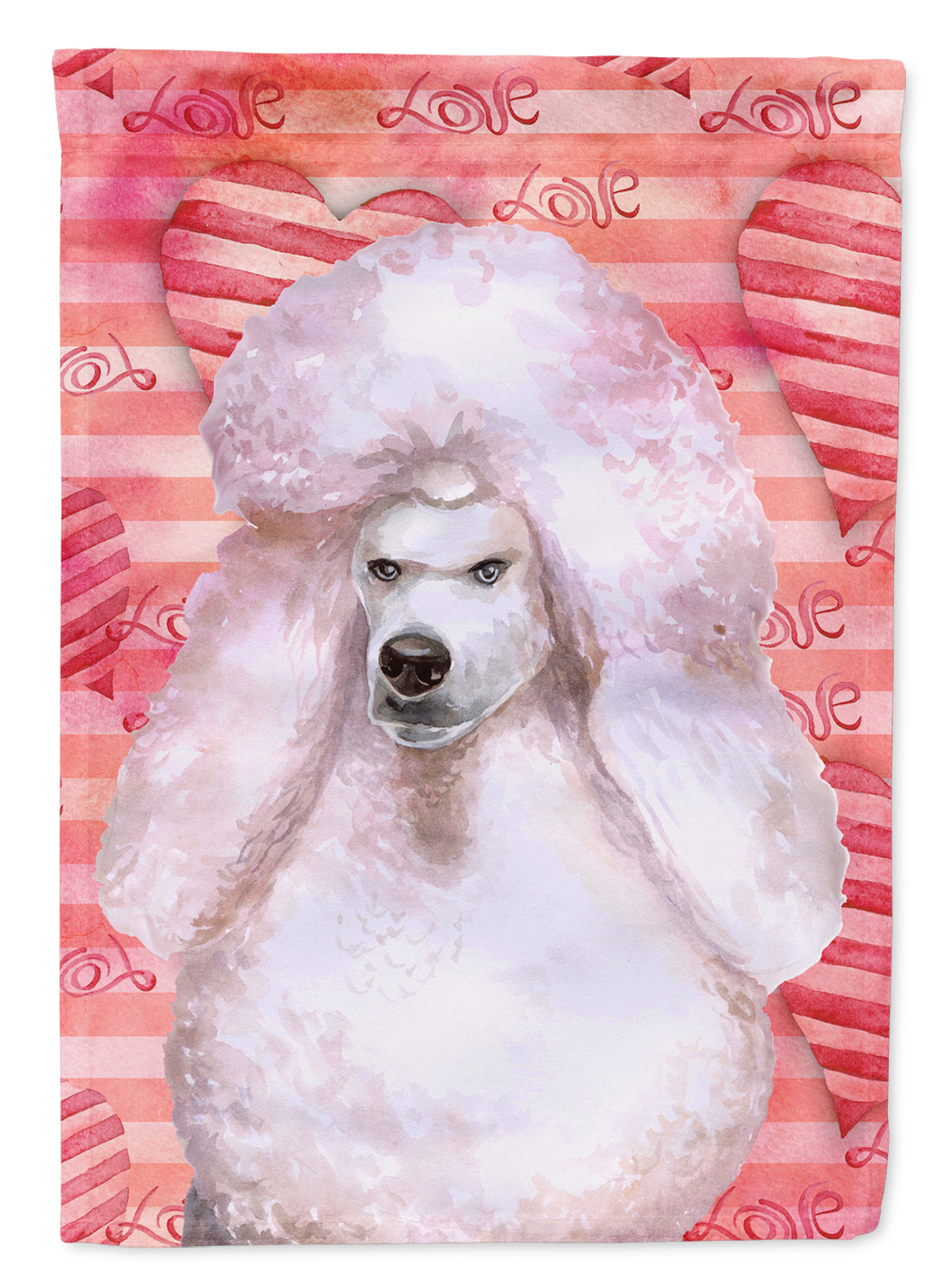 White Standard Poodle Love Flag Canvas House Size BB9804CHF  the-store.com.