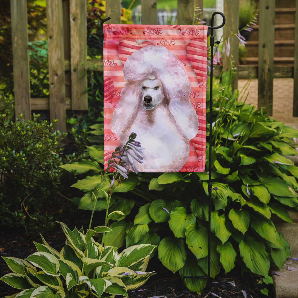 White Standard Poodle Love Flag Garden Size BB9804GF