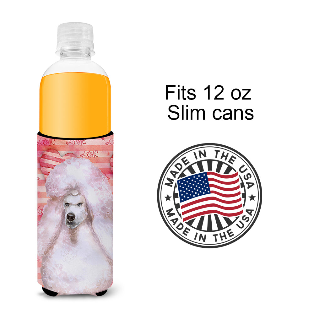 White Standard Poodle Love  Ultra Hugger for slim cans BB9804MUK