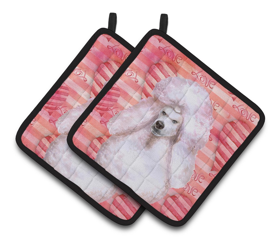 White Standard Poodle Love Pair of Pot Holders BB9804PTHD by Caroline&#39;s Treasures