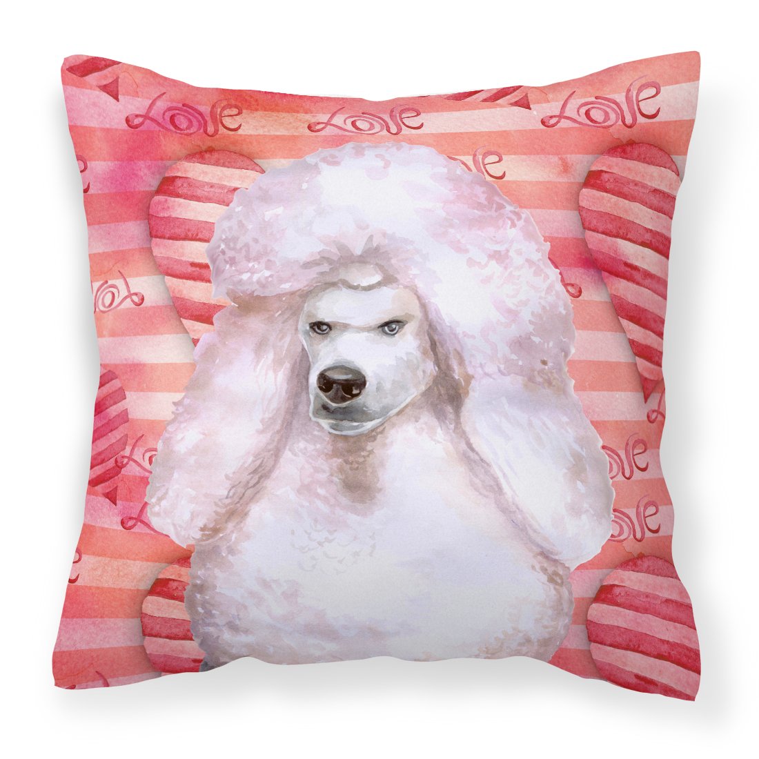 White Standard Poodle Love Fabric Decorative Pillow BB9804PW1818 by Caroline's Treasures