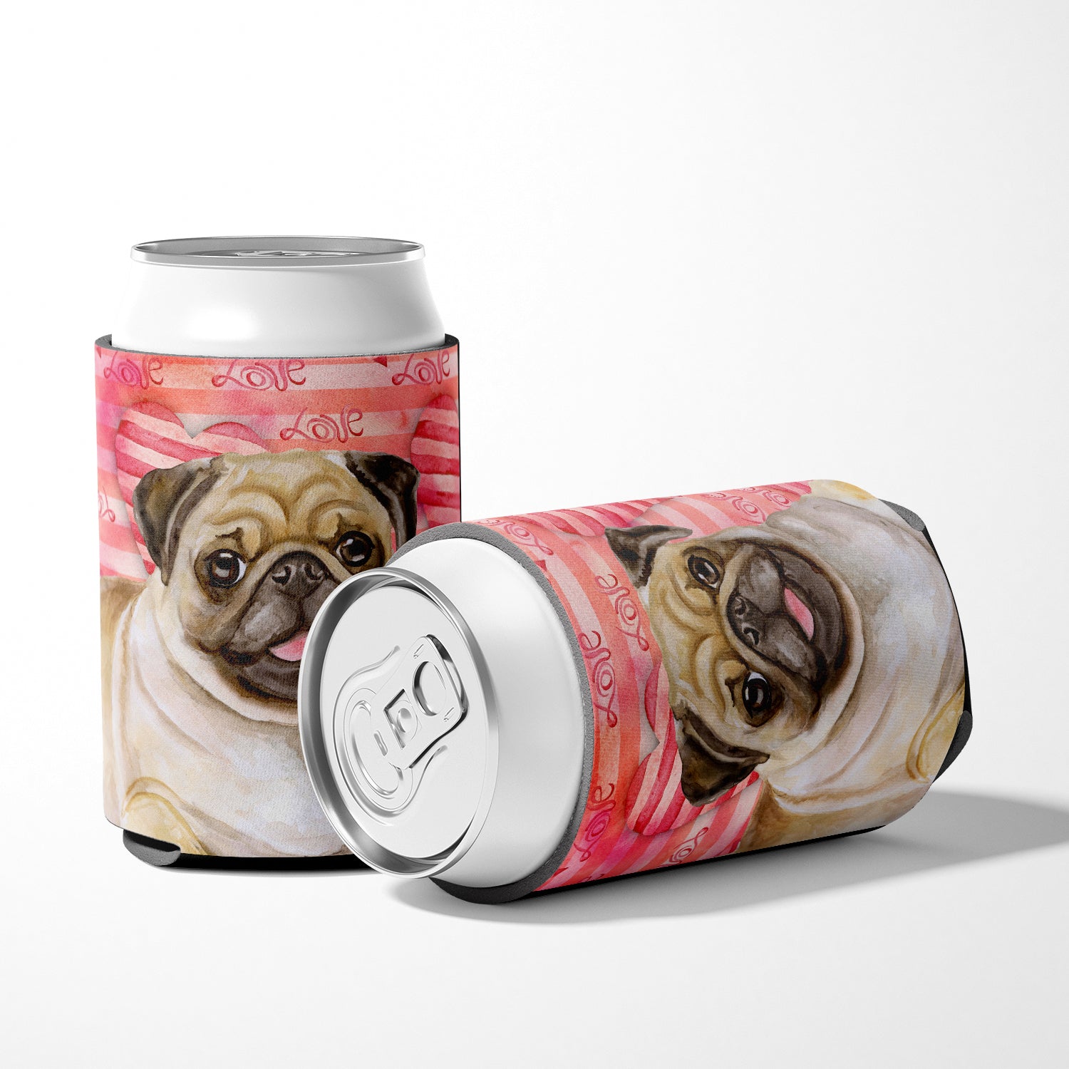 Fawn Pug Love Can or Bottle Hugger BB9805CC  the-store.com.