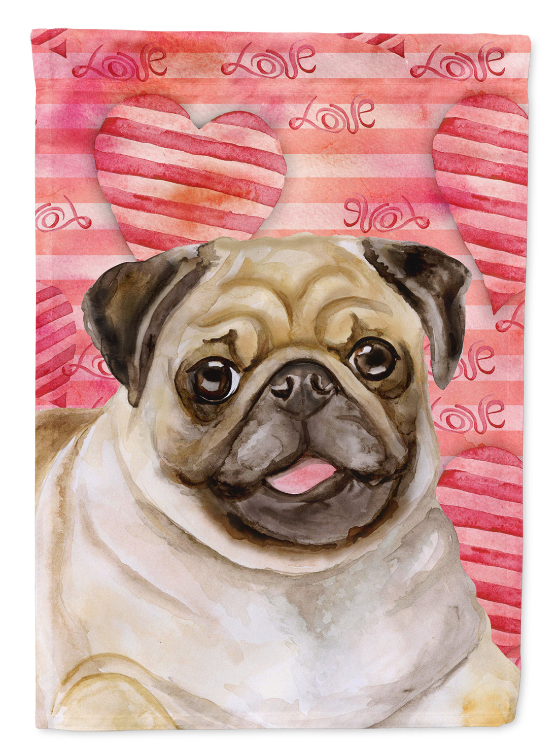 Fawn Pug Love Flag Canvas House Size BB9805CHF  the-store.com.