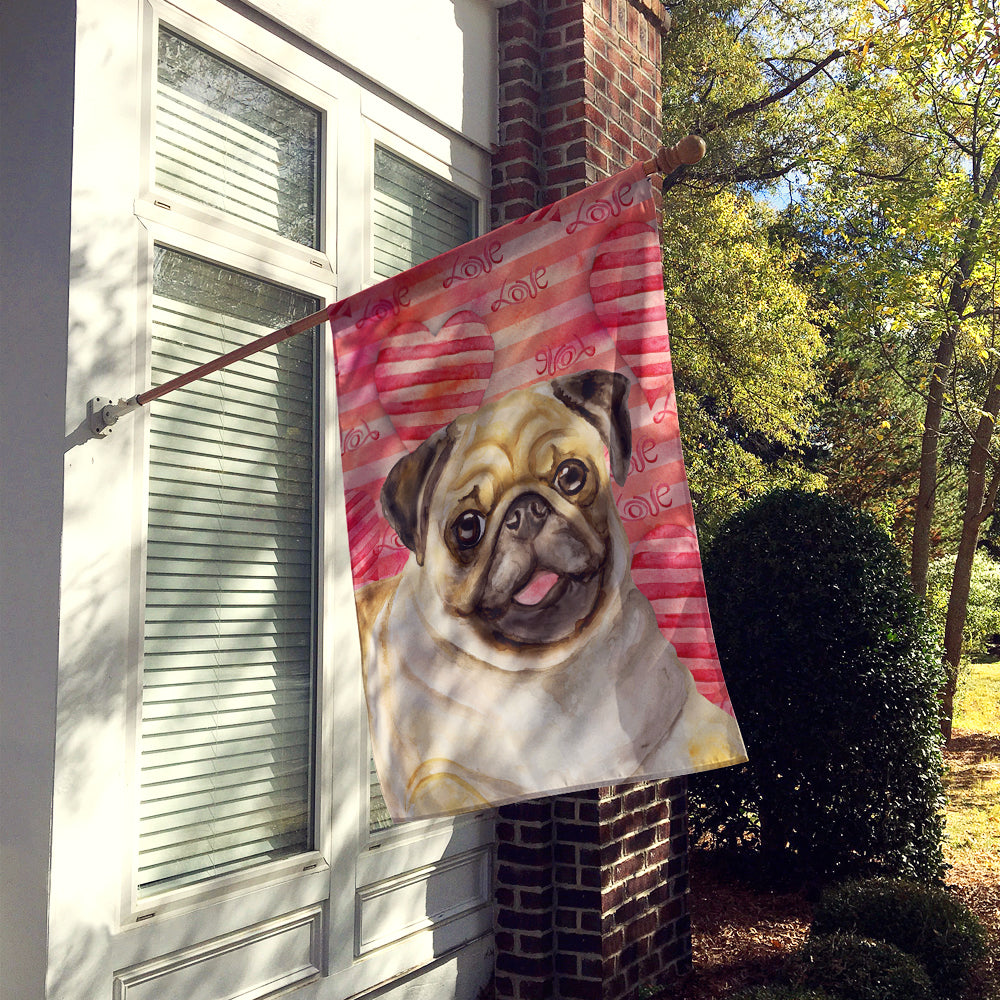 Fawn Pug Love Flag Canvas House Size BB9805CHF
