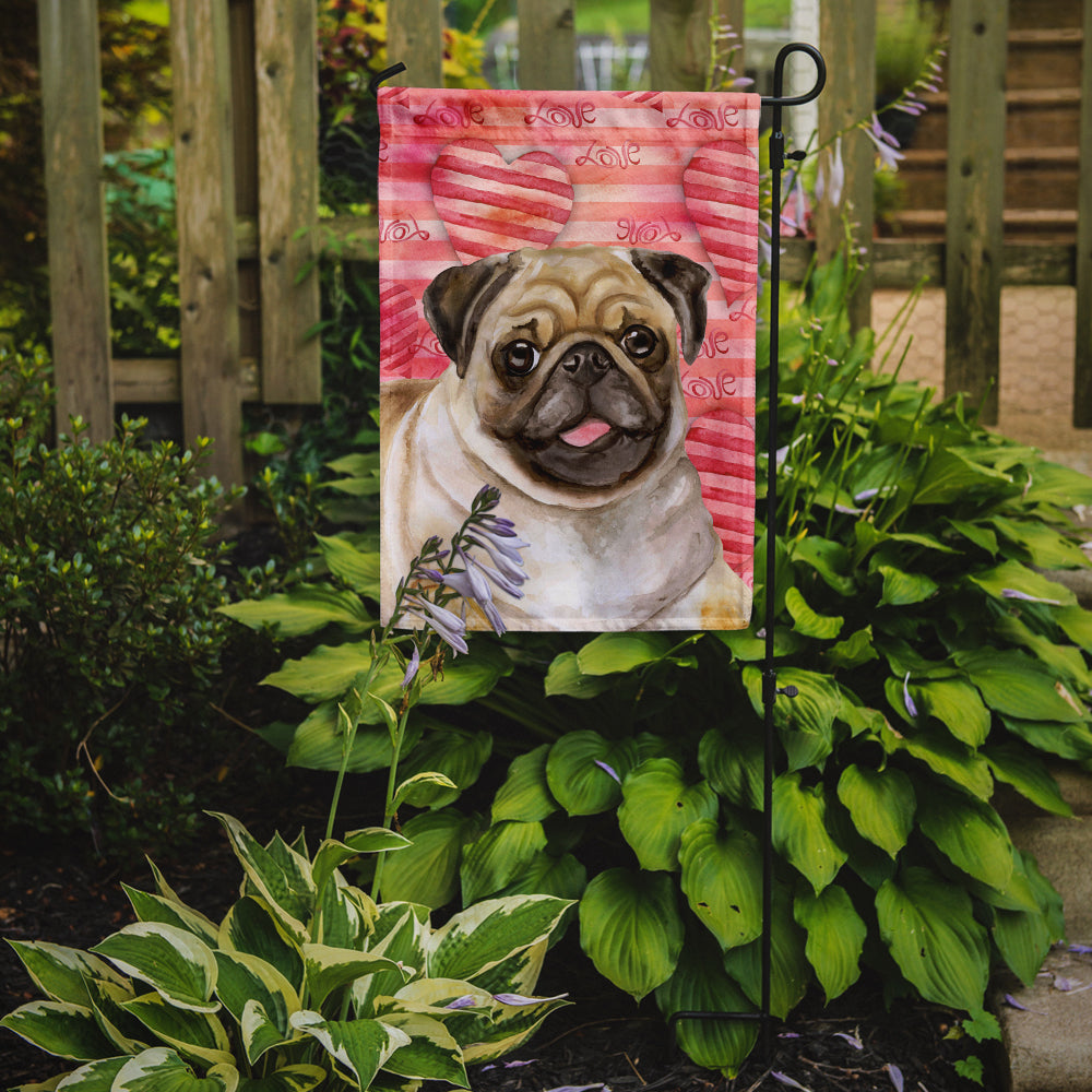 Caroline's Treasures Fawn Pug Love Garden Flag - Outdoor Decorative Yard Flag BB9805GF