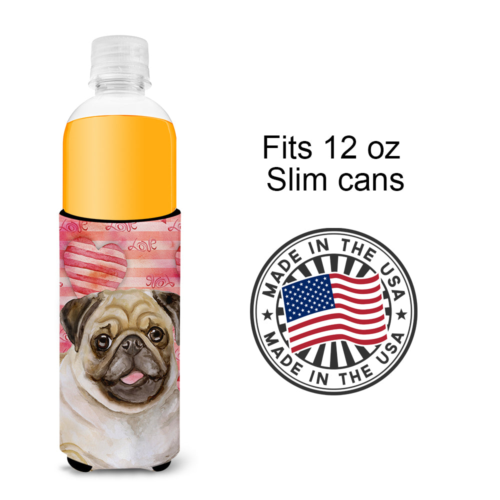 Fawn Pug Love  Ultra Hugger for slim cans BB9805MUK  the-store.com.