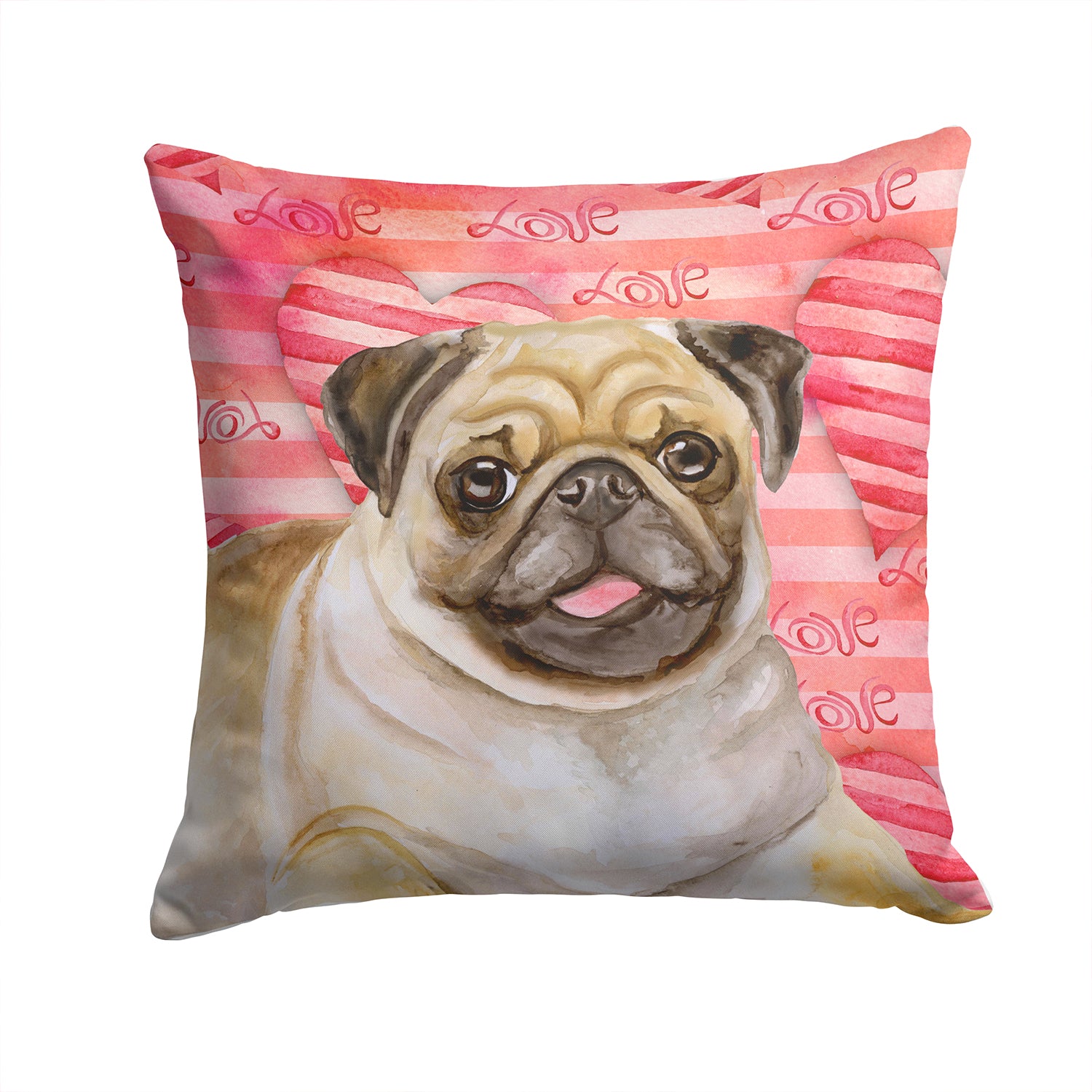 Fawn Pug Love Fabric Decorative Pillow BB9805PW1414 - the-store.com