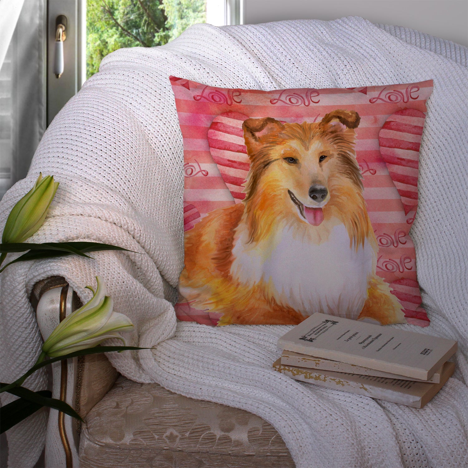 Sheltie Love Fabric Decorative Pillow BB9807PW1414 - the-store.com