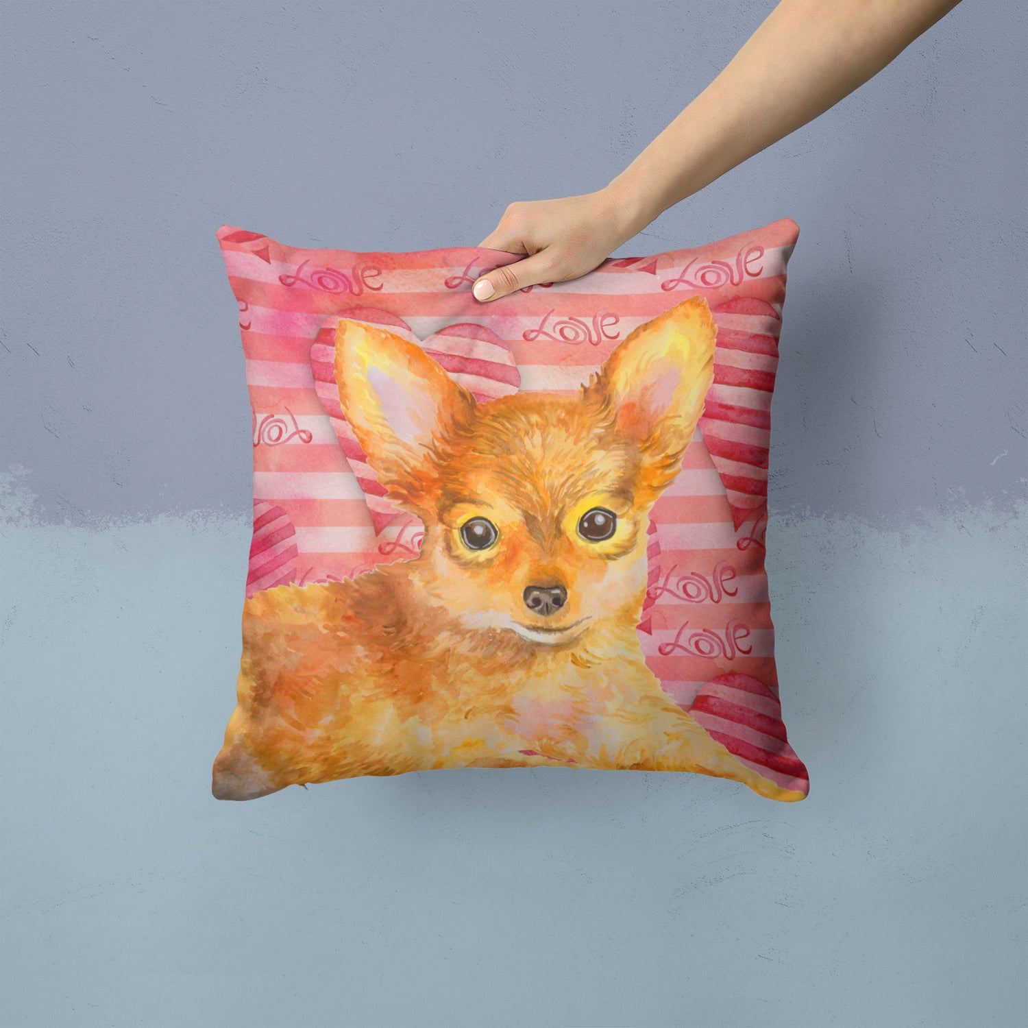 Toy Terrier Love Fabric Decorative Pillow BB9809PW1414 - the-store.com