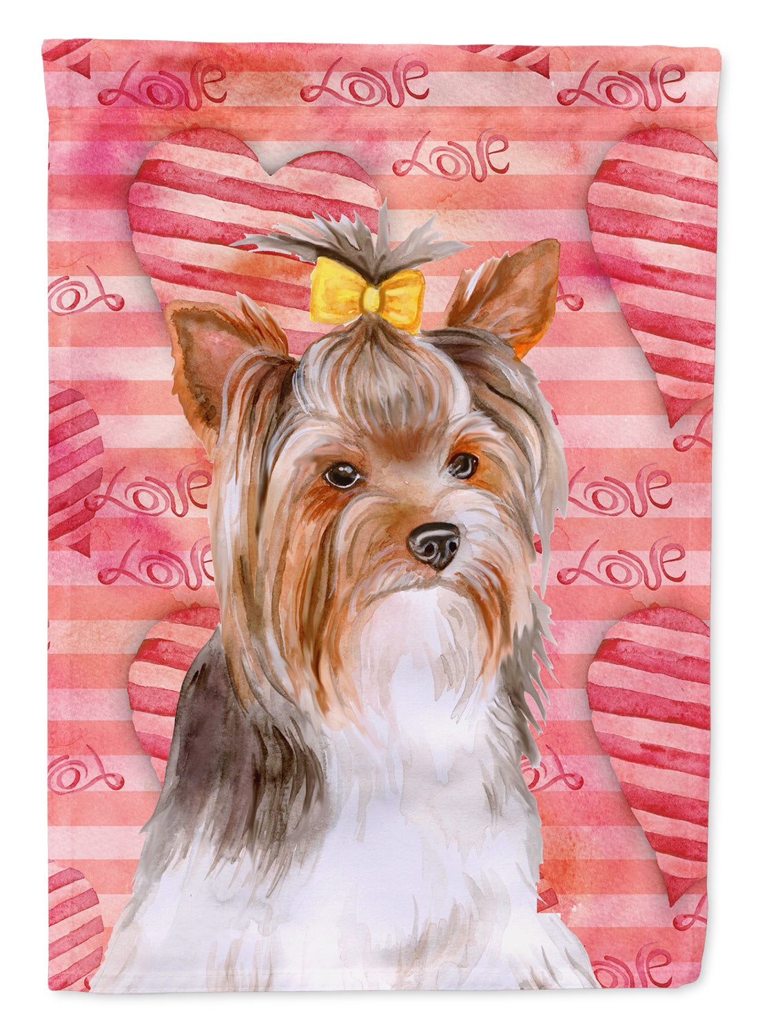 Yorkshire Terrier #2 Love Flag Canvas House Size BB9810CHF  the-store.com.