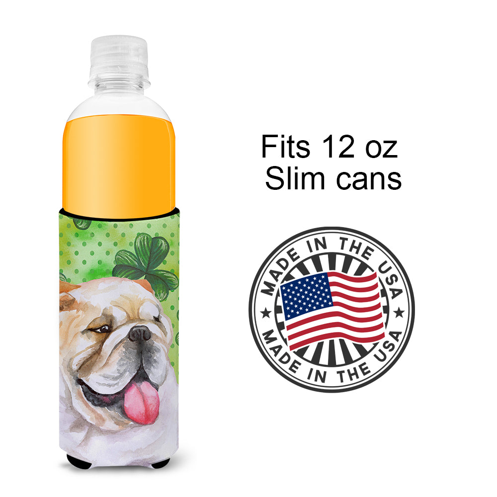 English Bulldog St Patrick's  Ultra Hugger for slim cans BB9813MUK  the-store.com.