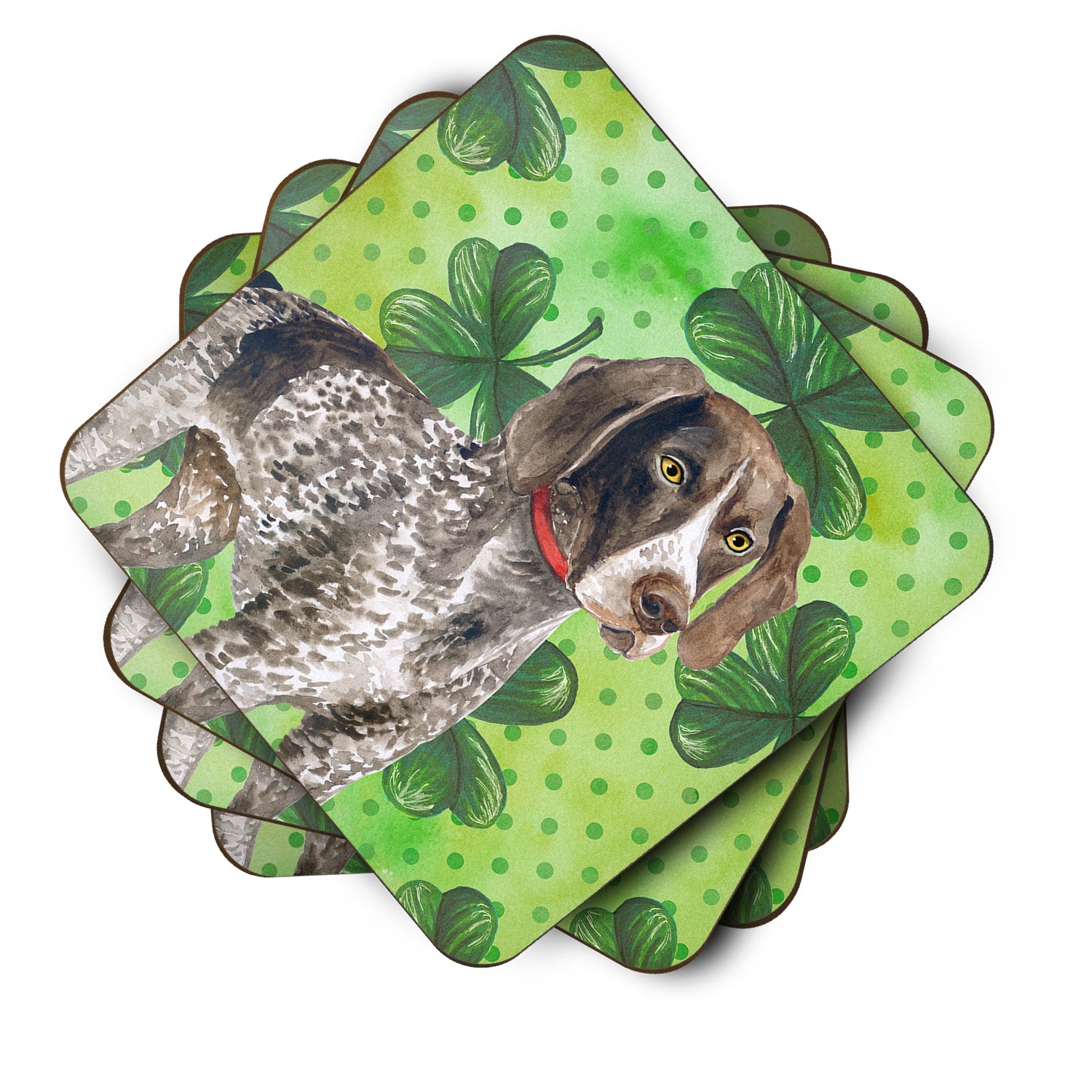 German Shorthaired Pointer St Patrick's Foam Coaster Set of 4 BB9815FC - the-store.com