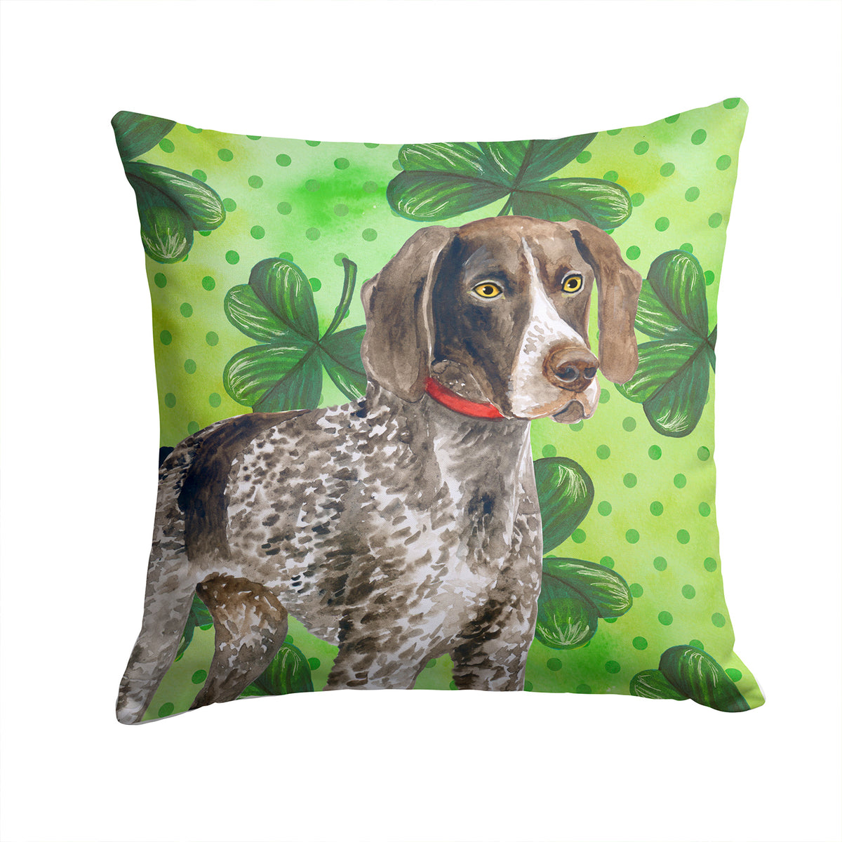 German Shorthaired Pointer St Patrick&#39;s Fabric Decorative Pillow BB9815PW1414 - the-store.com
