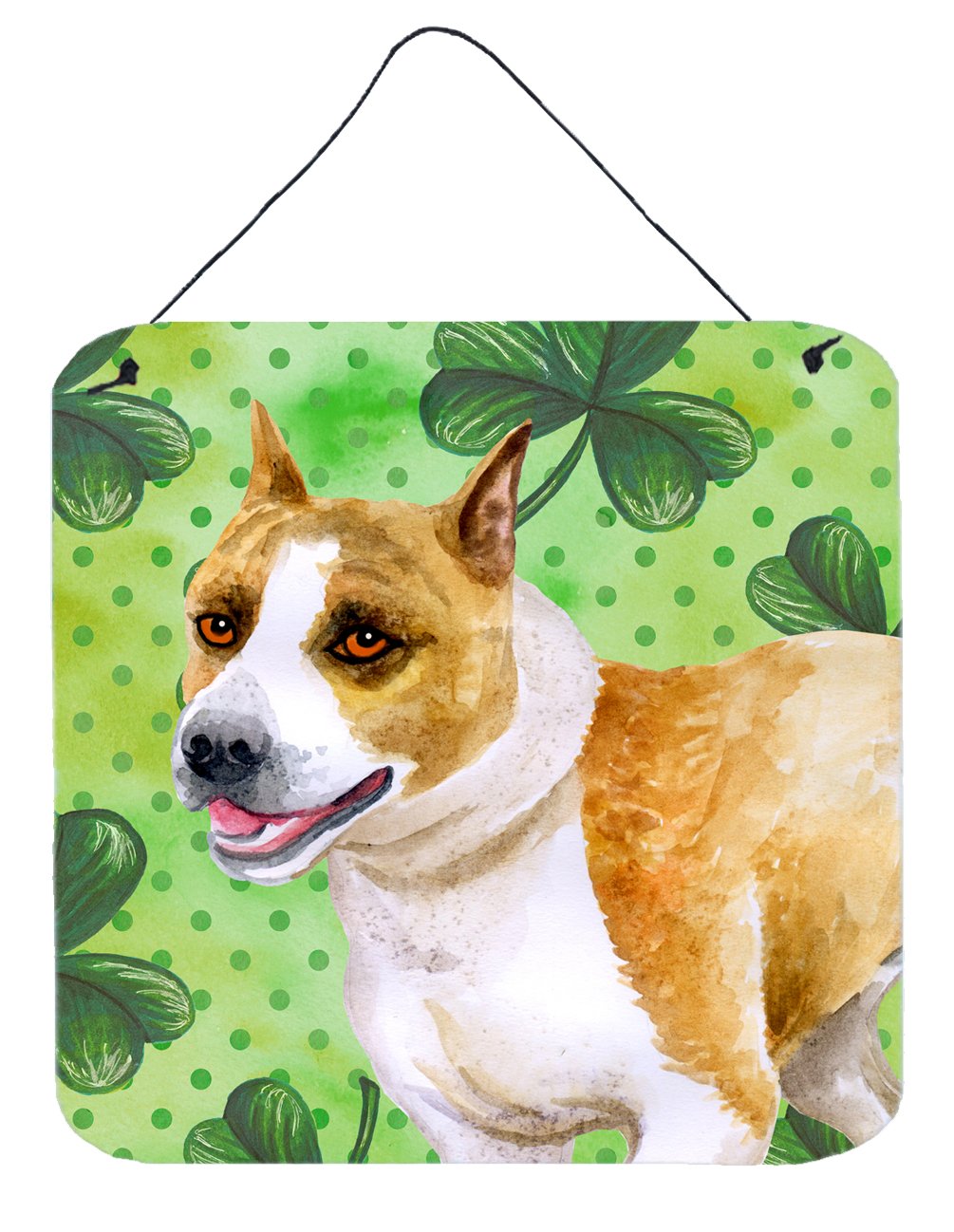 American Staffordshire St Patrick&#39;s Wall or Door Hanging Prints BB9818DS66 by Caroline&#39;s Treasures