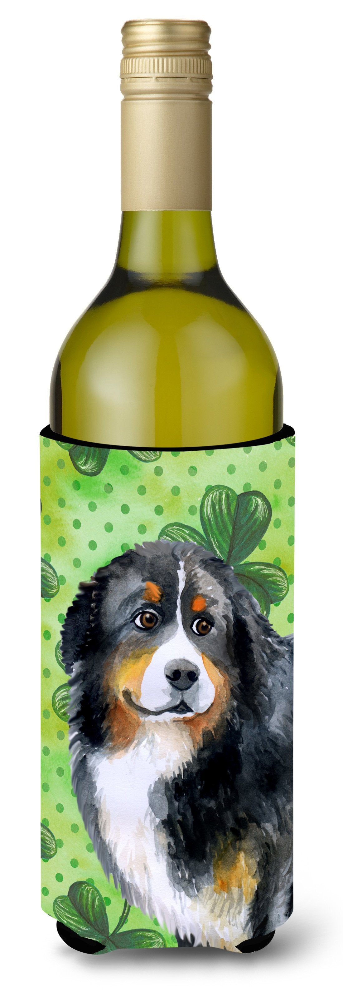 Bernese Mountain Dog St Patrick&#39;s Wine Bottle Beverge Insulator Hugger BB9819LITERK by Caroline&#39;s Treasures