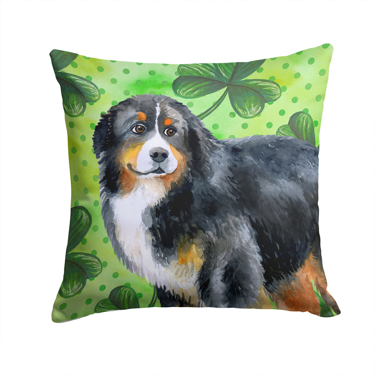Bernese Mountain Dog St Patrick&#39;s Fabric Decorative Pillow BB9819PW1414 - the-store.com