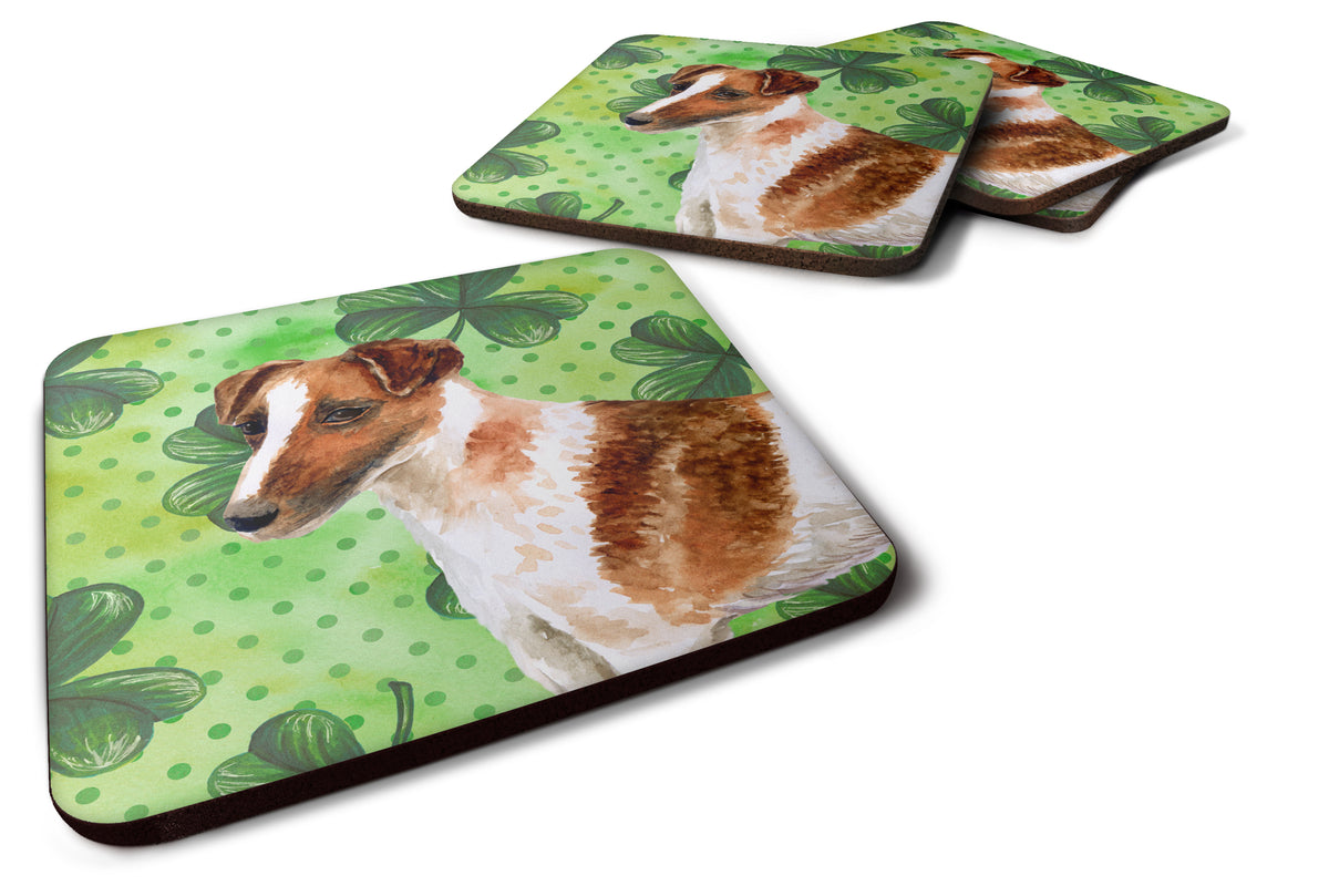 Smooth Fox Terrier St Patrick&#39;s Foam Coaster Set of 4 BB9821FC - the-store.com