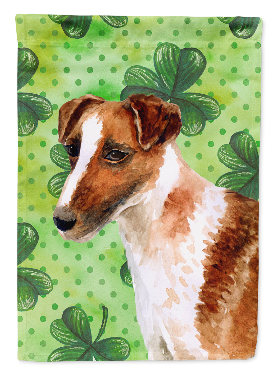 Smooth Fox Terrier St Patrick&#39;s Flag Garden Size BB9821GF
