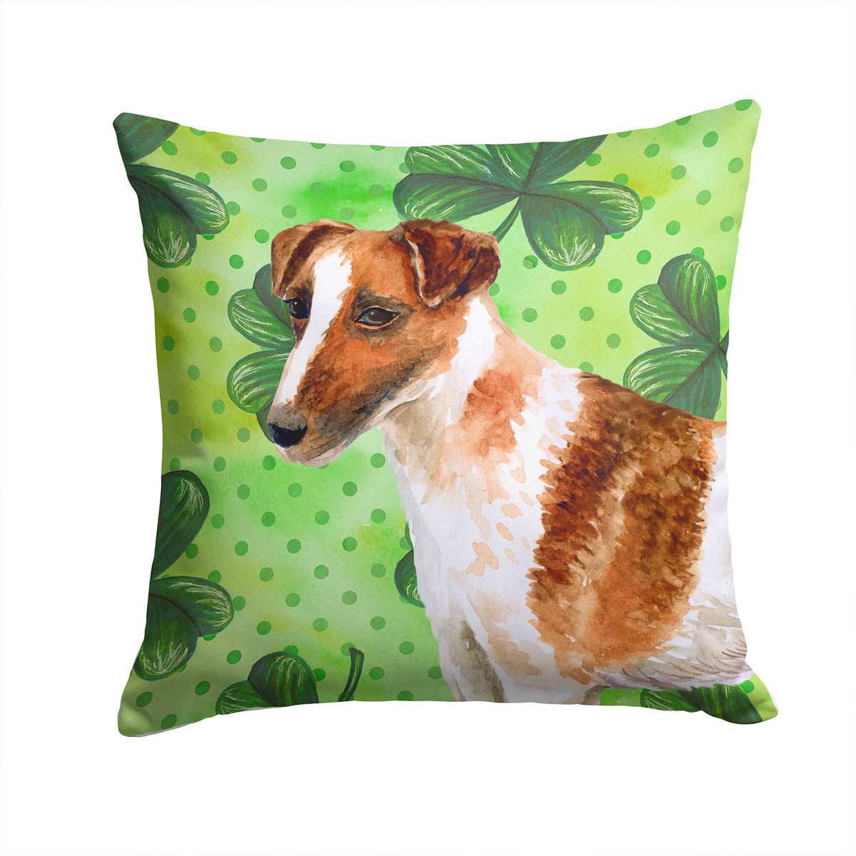 Smooth Fox Terrier St Patrick&#39;s Fabric Decorative Pillow BB9821PW1414 - the-store.com
