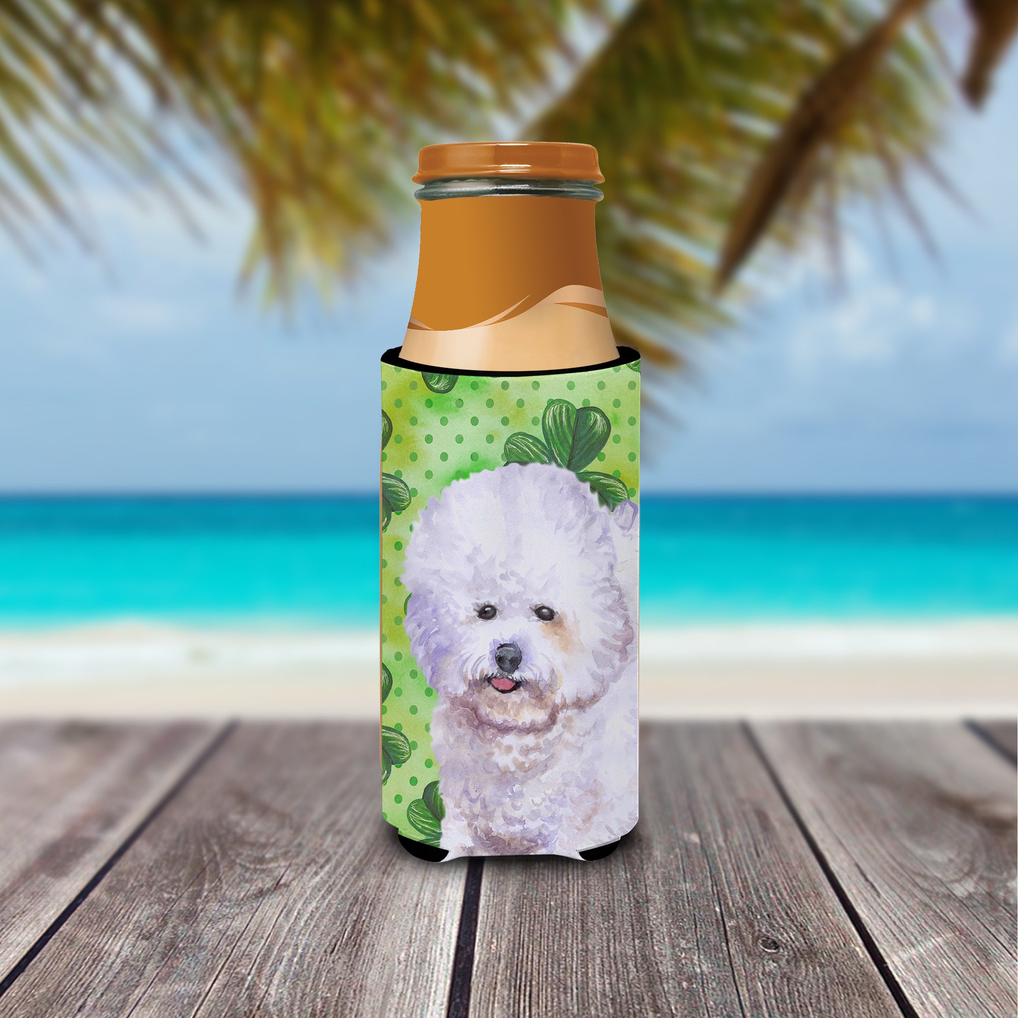 Bichon Frise St Patrick's  Ultra Hugger for slim cans BB9822MUK  the-store.com.