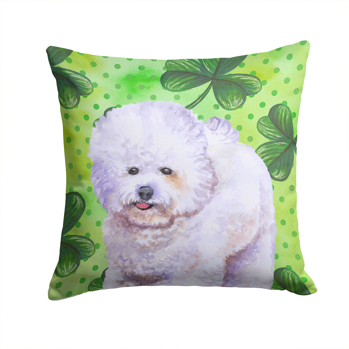 Bichon Frise St Patrick&#39;s Fabric Decorative Pillow BB9822PW1414 - the-store.com