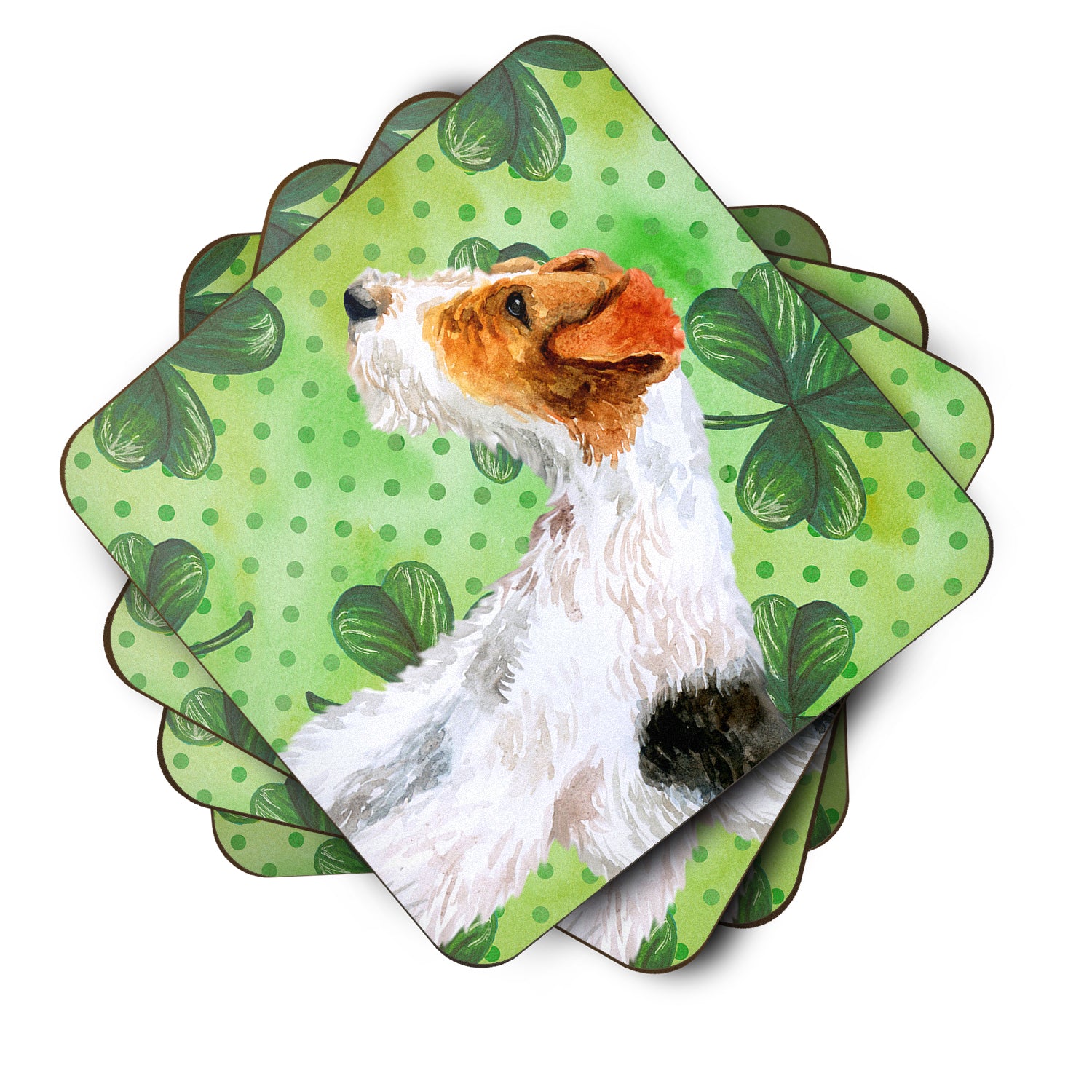 Fox Terrier St Patrick's Foam Coaster Set of 4 BB9824FC - the-store.com