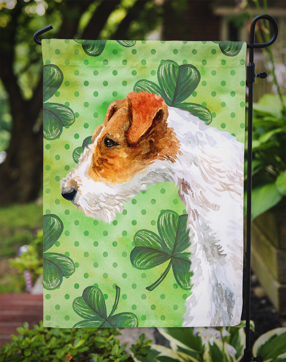 Fox Terrier St Patrick's Flag Garden Size BB9824GF