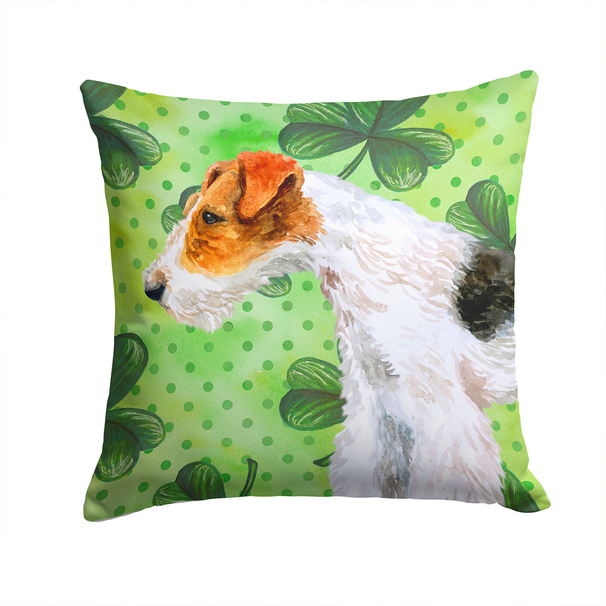 Fox Terrier St Patrick&#39;s Fabric Decorative Pillow BB9824PW1414 - the-store.com