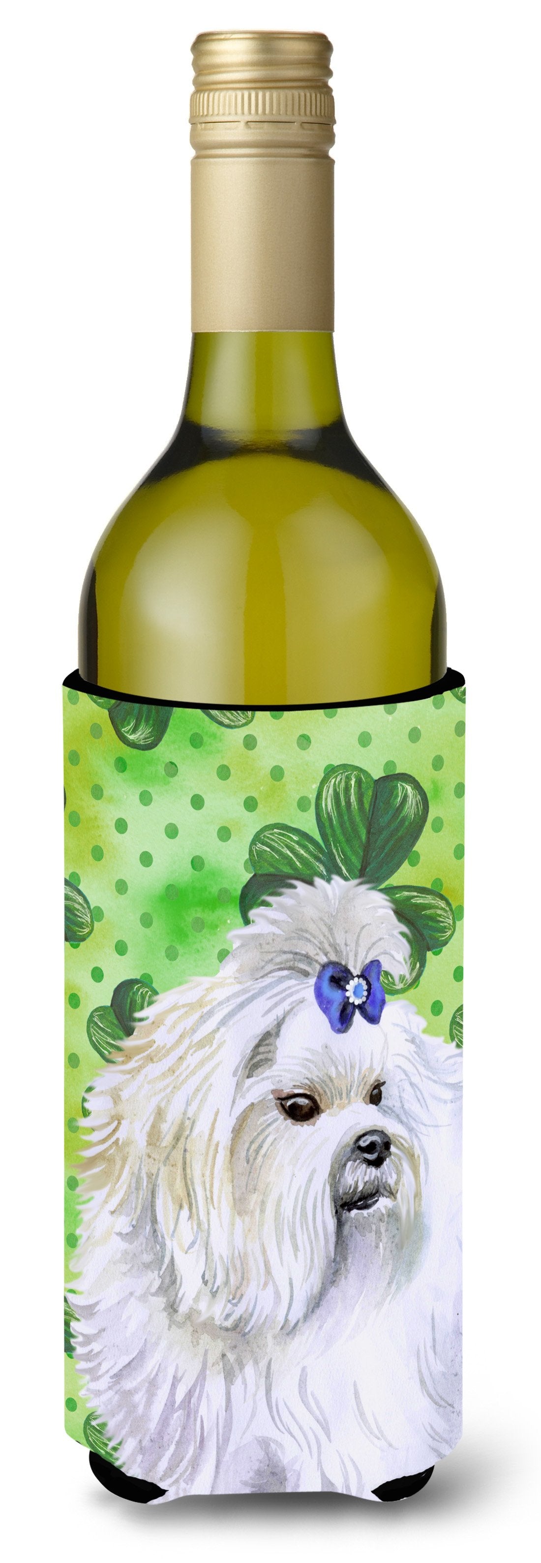Maltese St Patrick&#39;s Wine Bottle Beverge Insulator Hugger BB9825LITERK by Caroline&#39;s Treasures