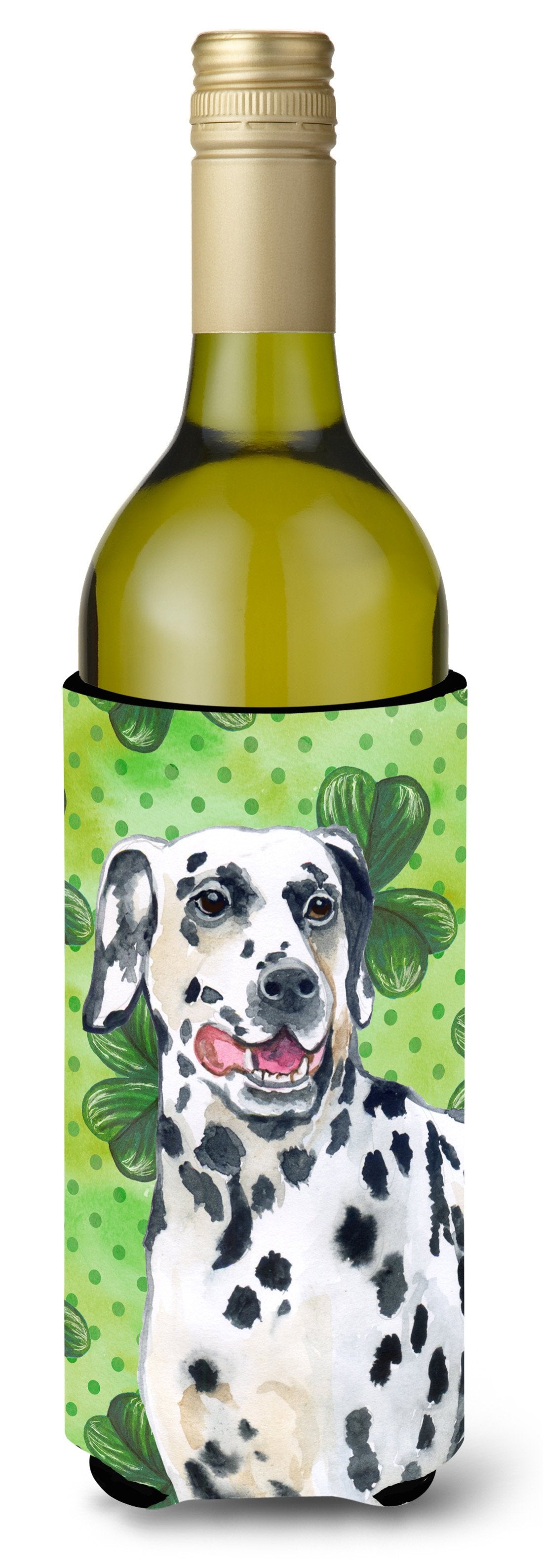 Dalmatian St Patrick&#39;s Wine Bottle Beverge Insulator Hugger BB9827LITERK by Caroline&#39;s Treasures