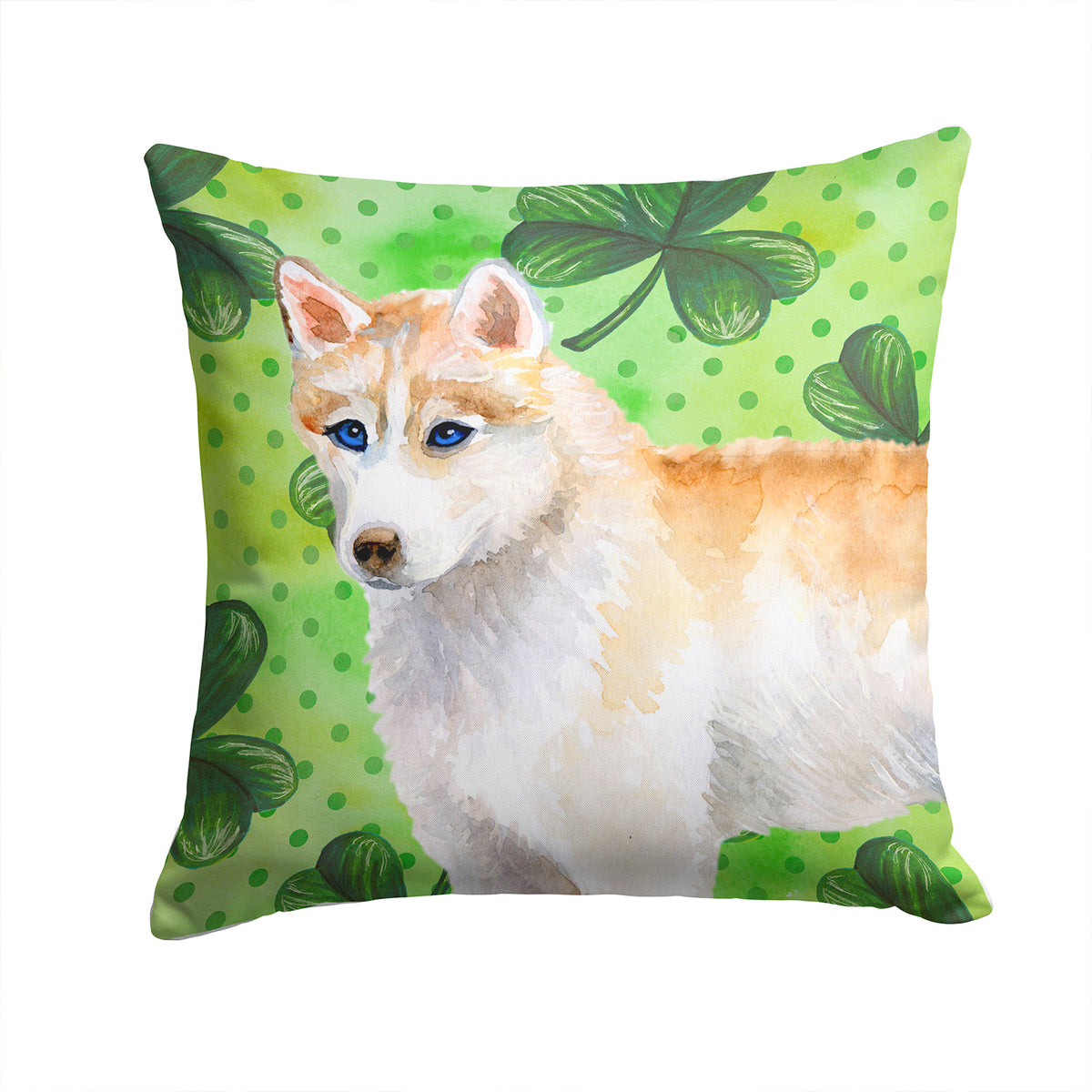 Siberian Husky St Patrick&#39;s Fabric Decorative Pillow BB9829PW1414 - the-store.com