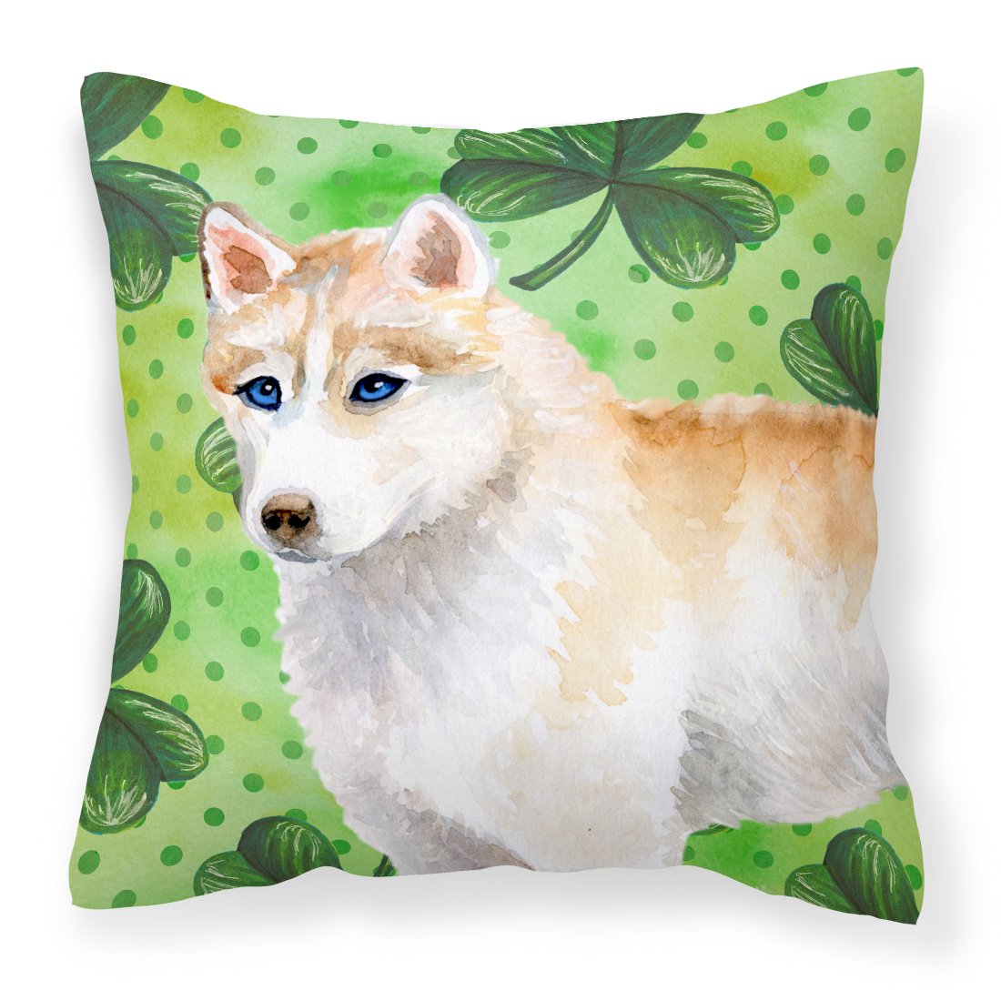Siberian Husky St Patrick&#39;s Fabric Decorative Pillow BB9829PW1818 by Caroline&#39;s Treasures