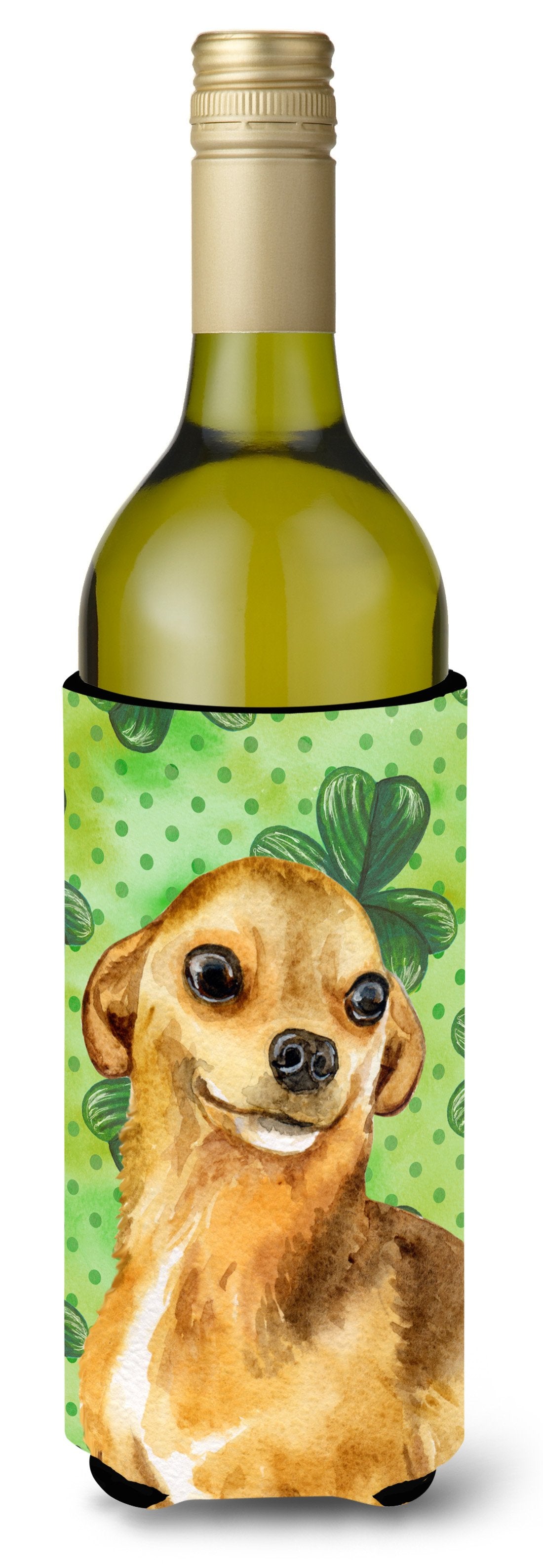 Chihuahua St Patrick&#39;s Wine Bottle Beverge Insulator Hugger BB9832LITERK by Caroline&#39;s Treasures