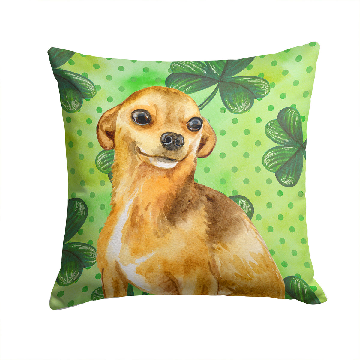 Chihuahua St Patrick&#39;s Fabric Decorative Pillow BB9832PW1414 - the-store.com