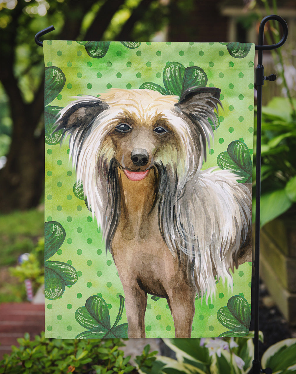 Chinese Crested St Patrick's Flag Garden Size BB9833GF
