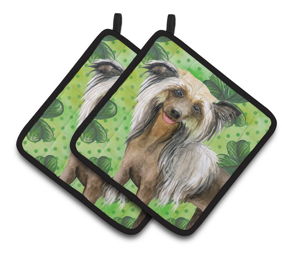 Chinese Crested St Patrick&#39;s Pair of Pot Holders BB9833PTHD by Caroline&#39;s Treasures