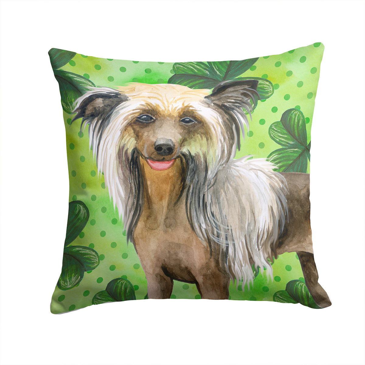 Chinese Crested St Patrick&#39;s Fabric Decorative Pillow BB9833PW1414 - the-store.com