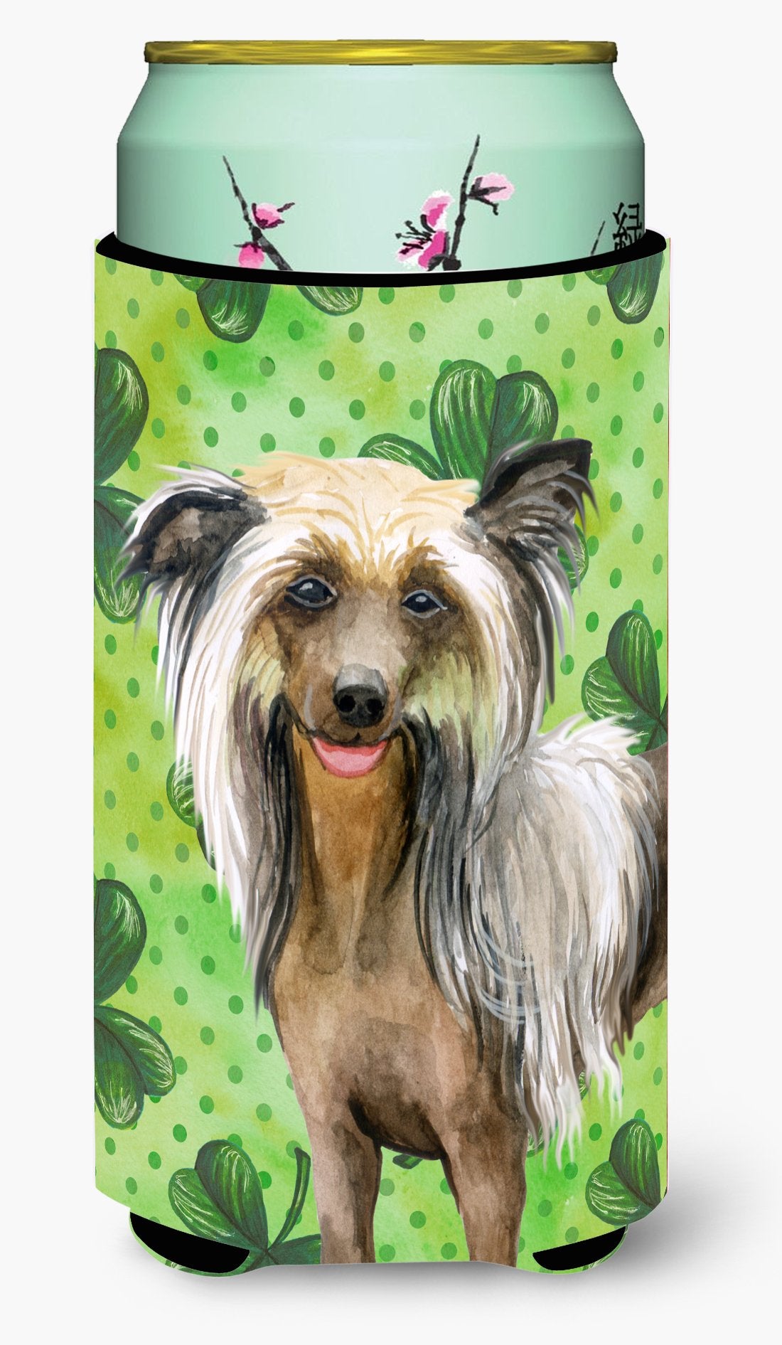 Chinese Crested St Patrick&#39;s Tall Boy Beverage Insulator Hugger BB9833TBC by Caroline&#39;s Treasures