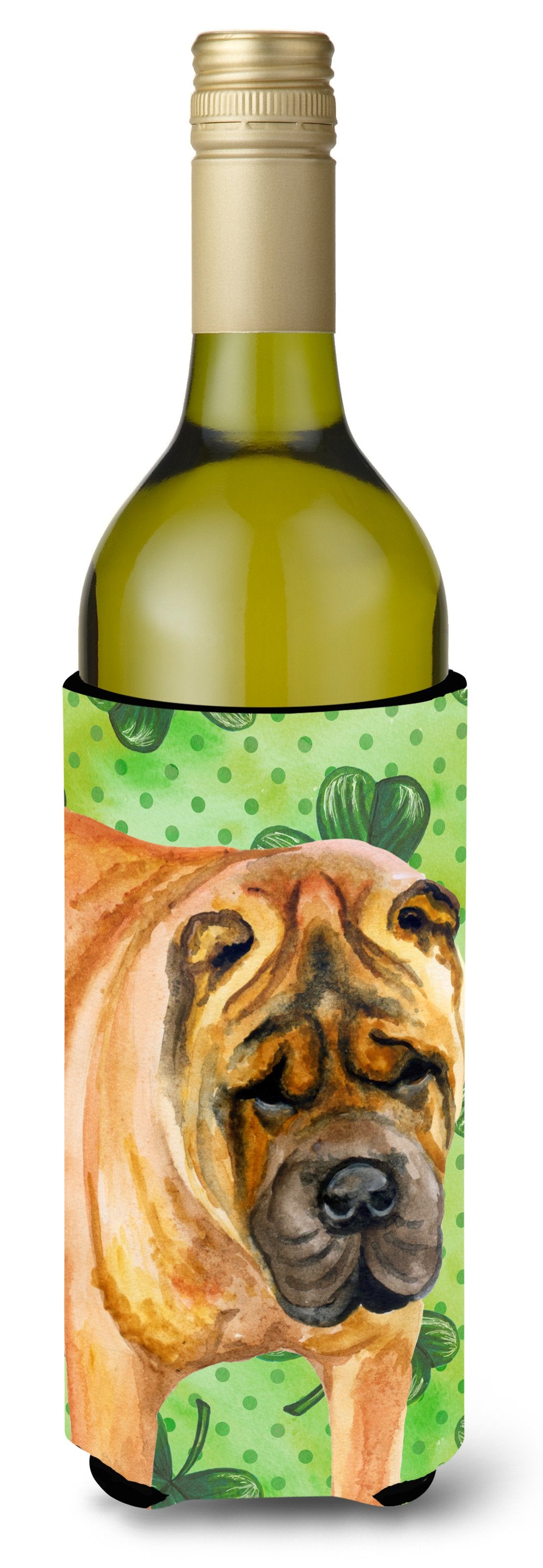 Shar Pei St Patrick&#39;s Wine Bottle Beverge Insulator Hugger BB9835LITERK by Caroline&#39;s Treasures