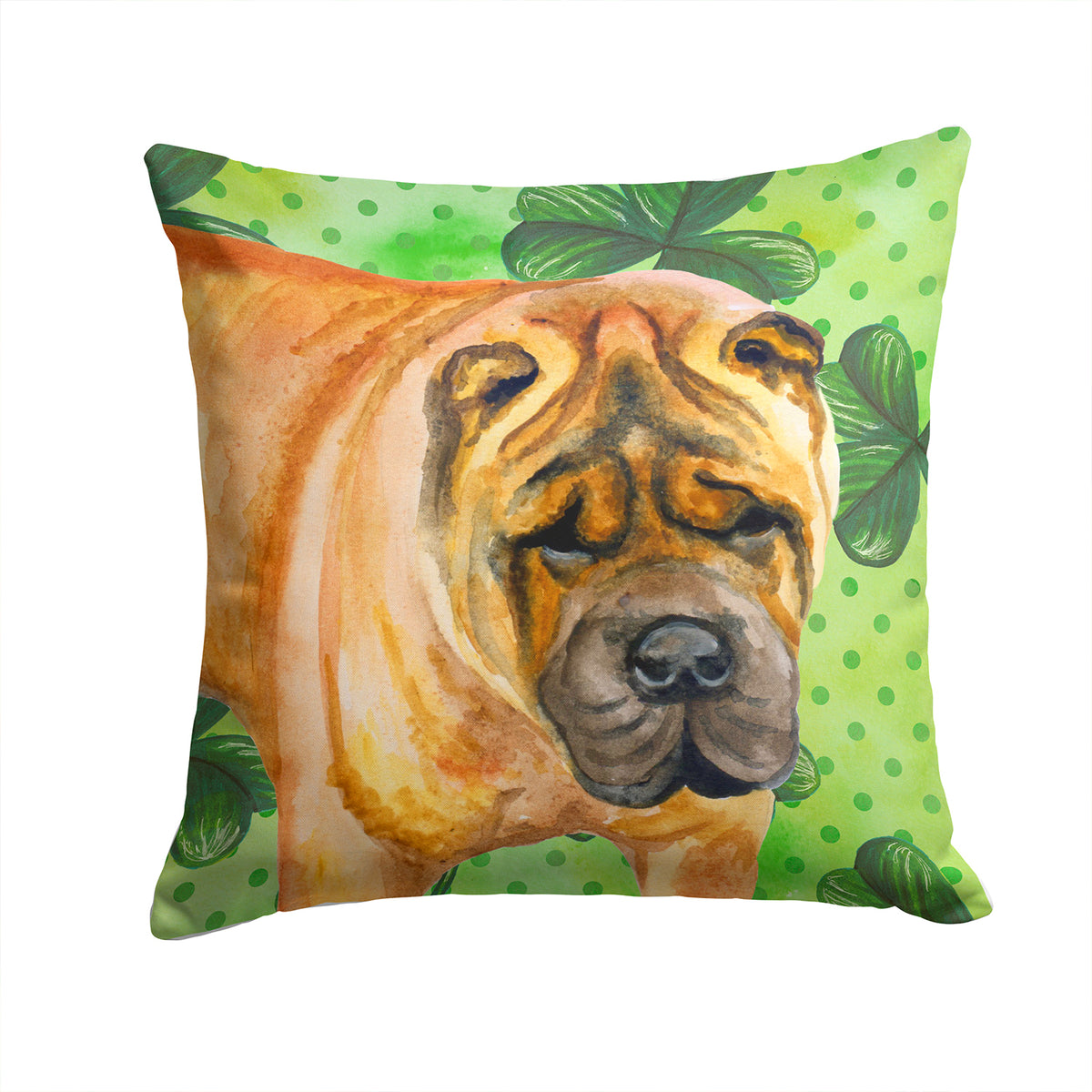 Shar Pei St Patrick&#39;s Fabric Decorative Pillow BB9835PW1414 - the-store.com