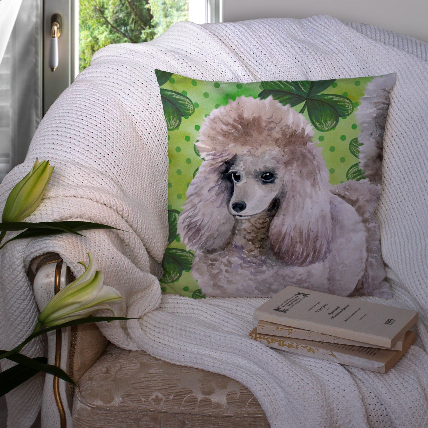 Poodle St Patrick's Fabric Decorative Pillow BB9839PW1414 - the-store.com