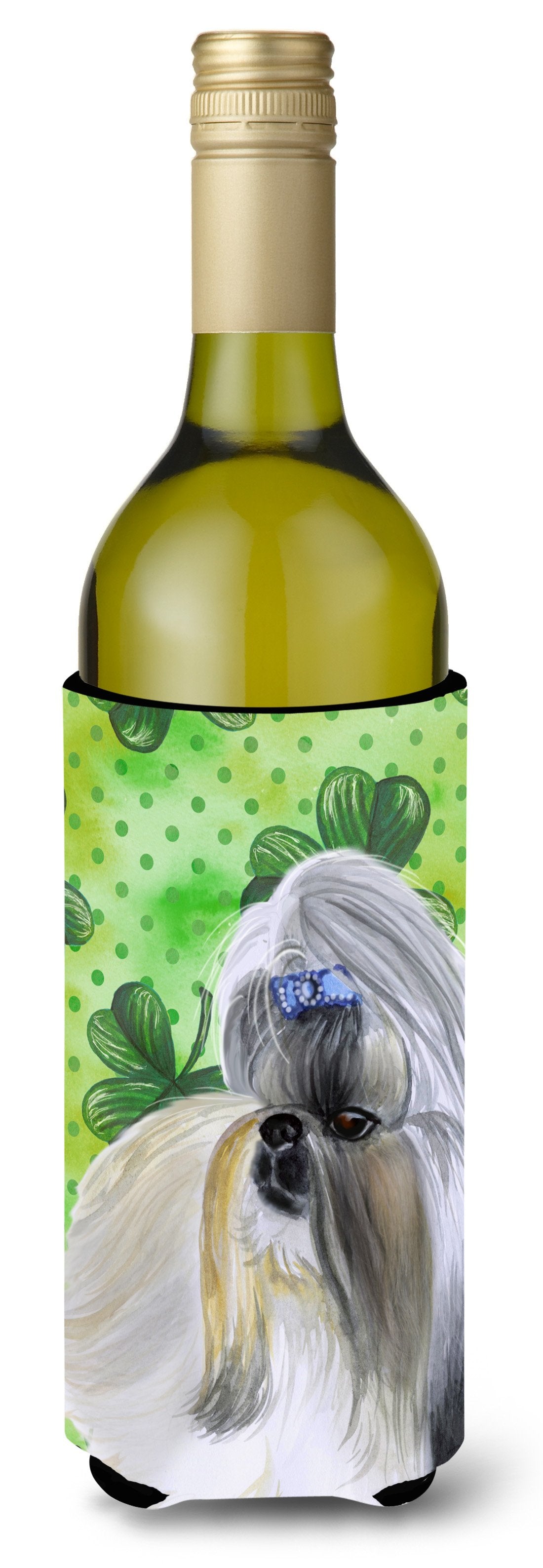 Shih Tzu St Patrick&#39;s Wine Bottle Beverge Insulator Hugger BB9840LITERK by Caroline&#39;s Treasures