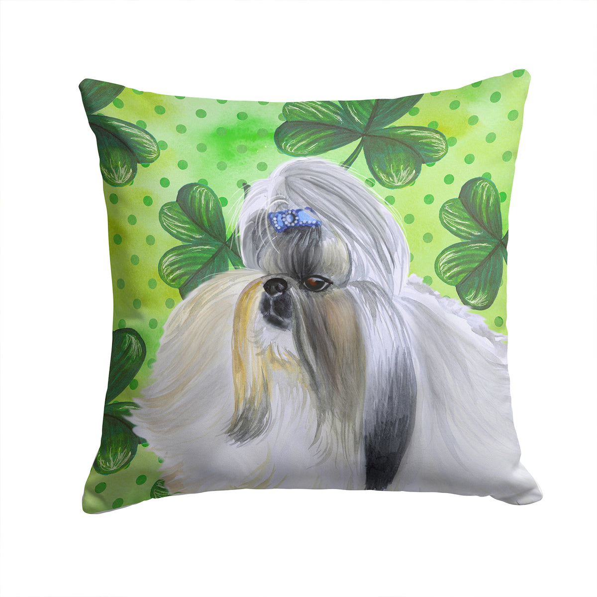 Shih Tzu St Patrick&#39;s Fabric Decorative Pillow BB9840PW1414 - the-store.com