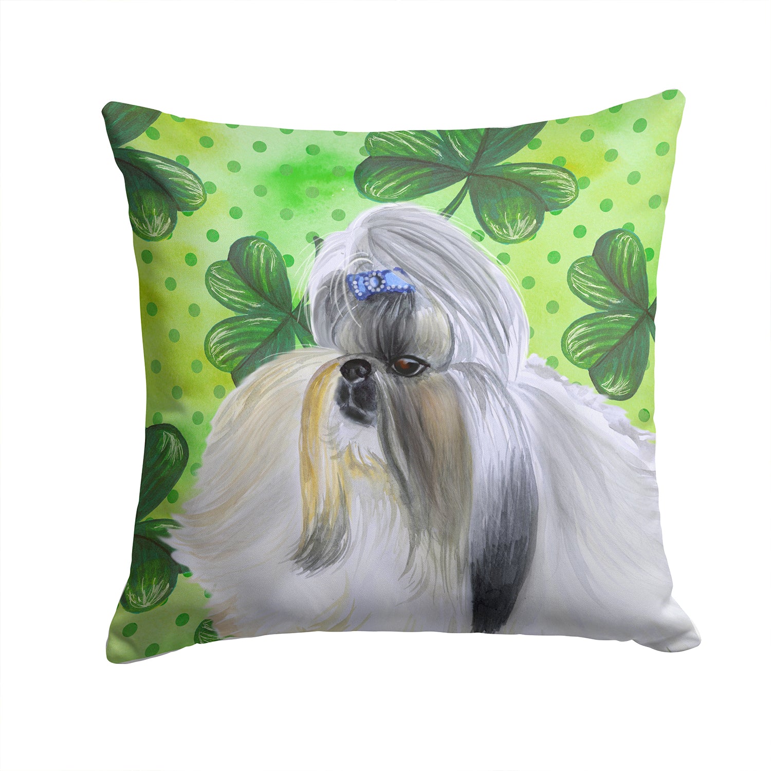 Shih Tzu St Patrick's Fabric Decorative Pillow BB9840PW1414 - the-store.com