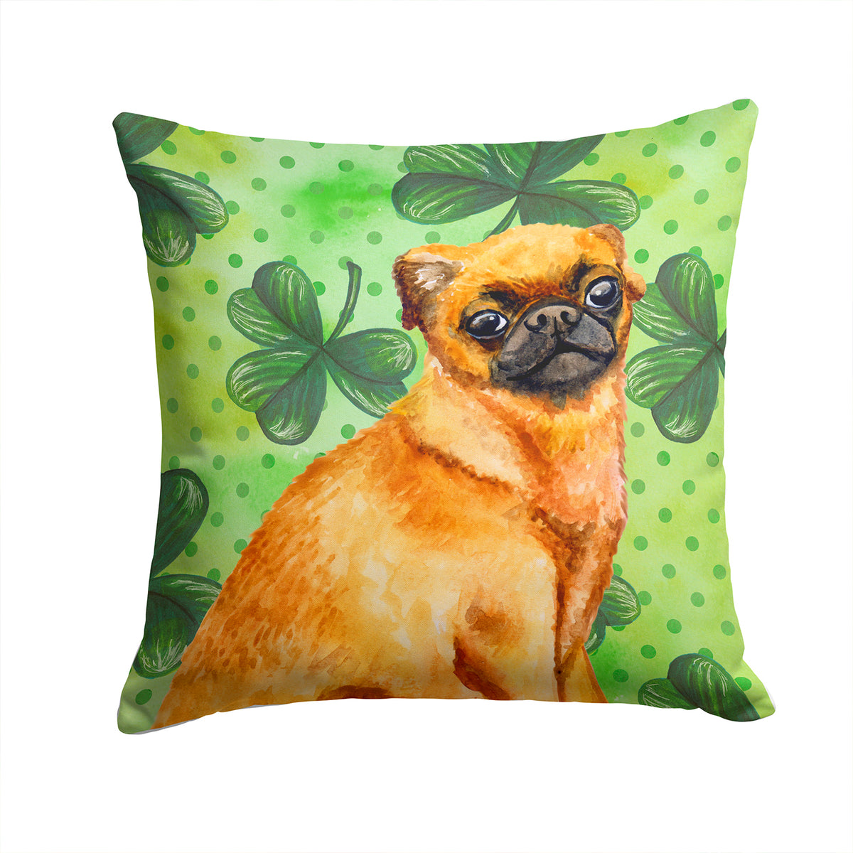 Small Brabant Griffon St Patrick&#39;s Fabric Decorative Pillow BB9841PW1414 - the-store.com