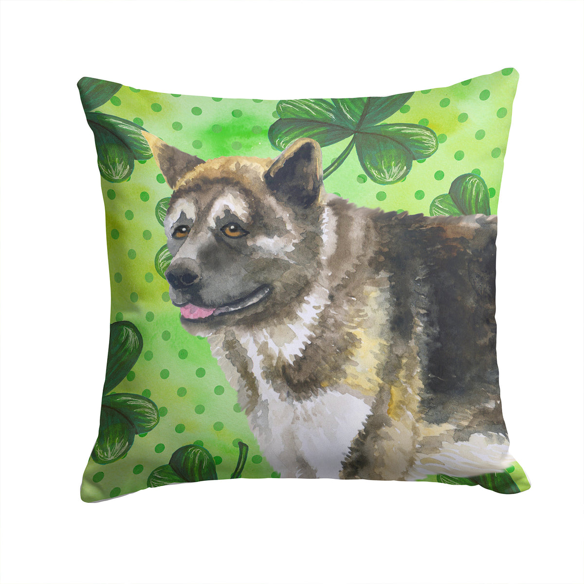 American Akita St Patrick&#39;s Fabric Decorative Pillow BB9843PW1414 - the-store.com
