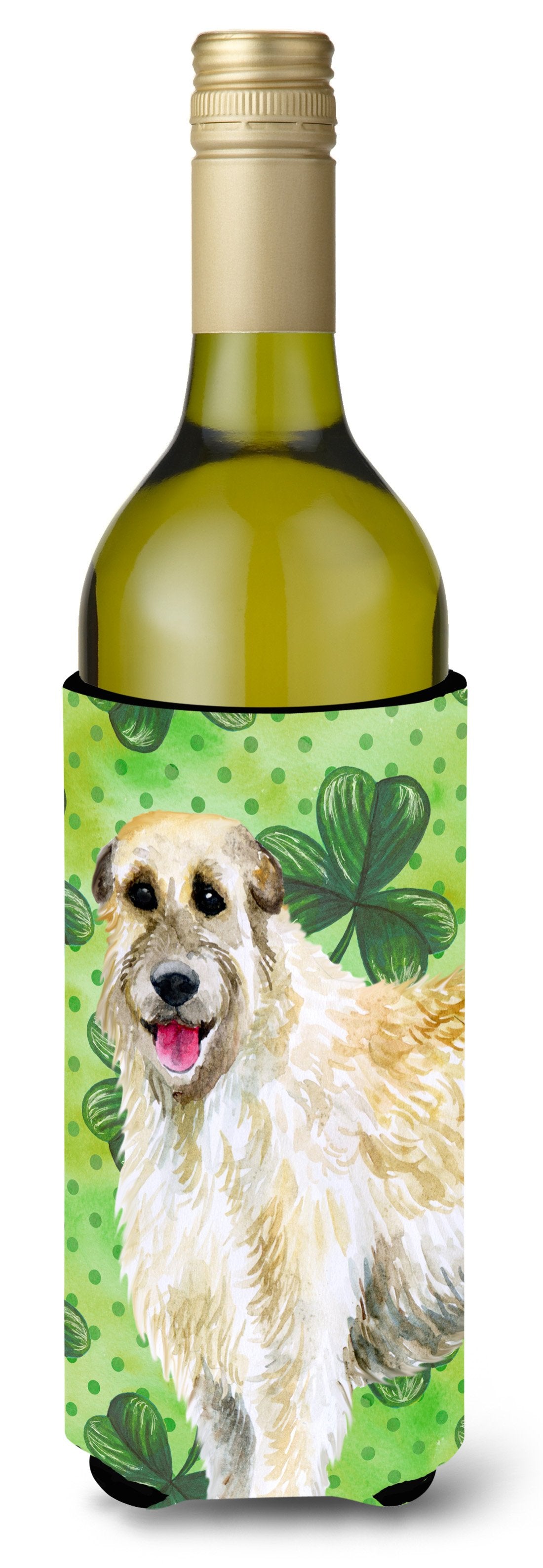 Irish Wolfhound St Patrick&#39;s Wine Bottle Beverge Insulator Hugger BB9844LITERK by Caroline&#39;s Treasures