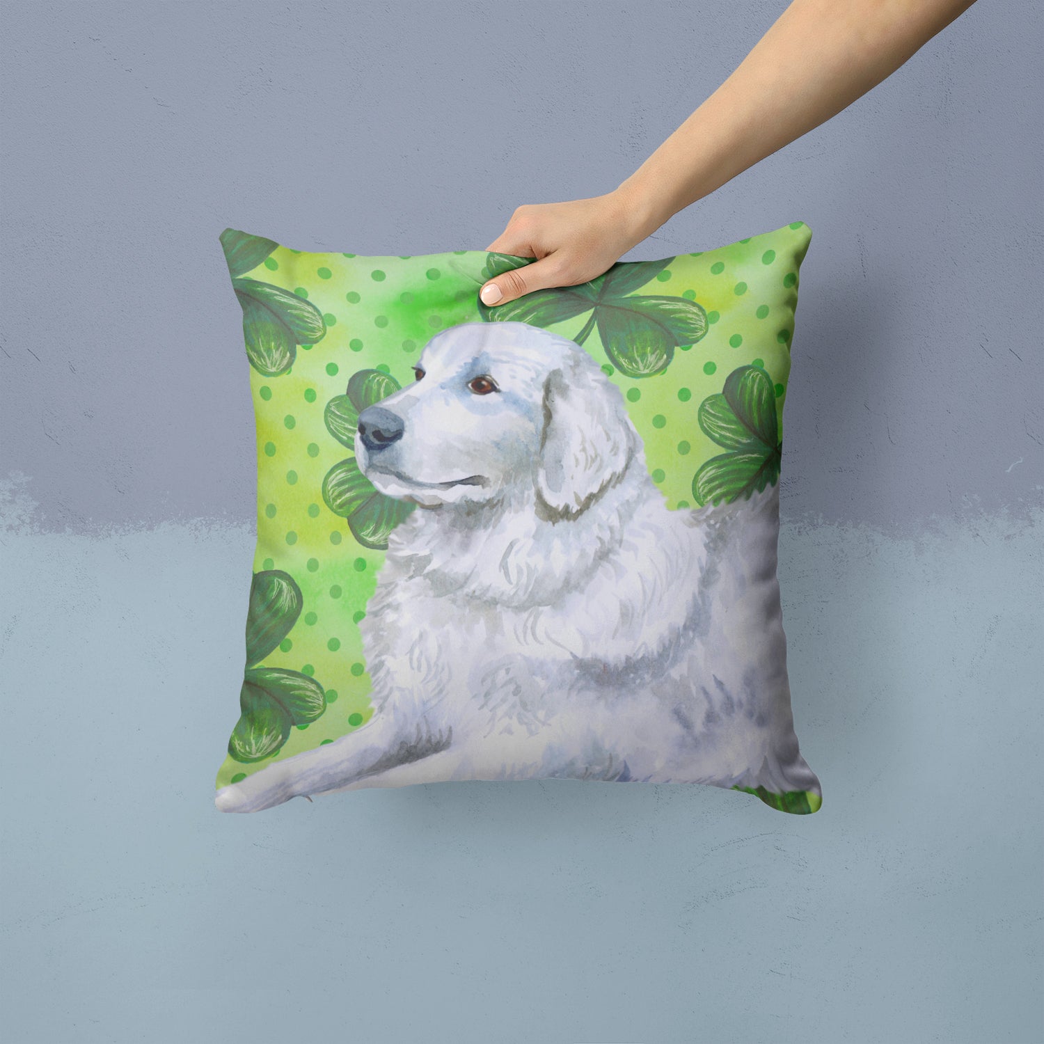 Maremma Sheepdog St Patrick's Fabric Decorative Pillow - the-store.com