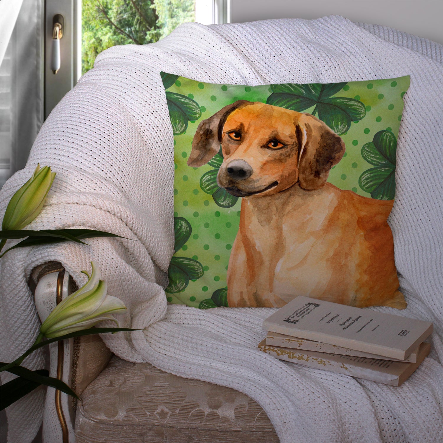 Rhodesian Ridgeback St Patrick's Fabric Decorative Pillow BB9850PW1414 - the-store.com